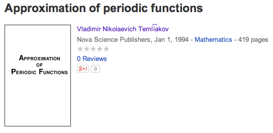V Termlyakov: Approximation of Periodic Functions